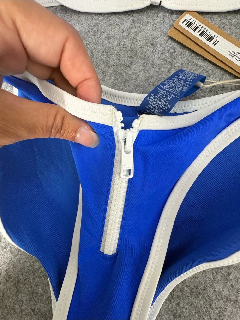 NWT Skims sporty zipper swim bikini set cobalt blue tanga bottom bandeau top